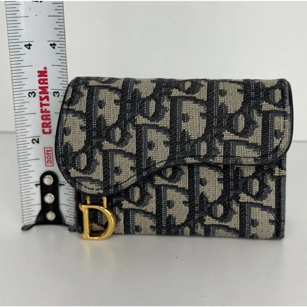 Christian Dior Saddle 5 Gusset Compact Wallet in Blue Oblique Canvas 2023